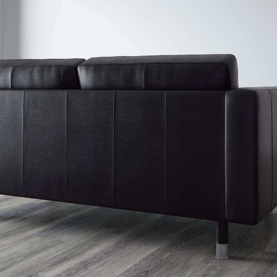 3-местный диван - IKEA LANDSKRONA, 204х89х78 см, черный, кожа, ЛАНДСКРУНА ИКЕА (изображение №6)