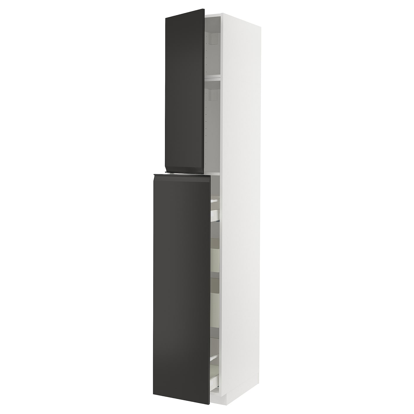 Высокий шкаф - IKEA METOD/MAXIMERA/МЕТОД/МАКСИМЕРА ИКЕА, 240х60х40 см, черный/белый