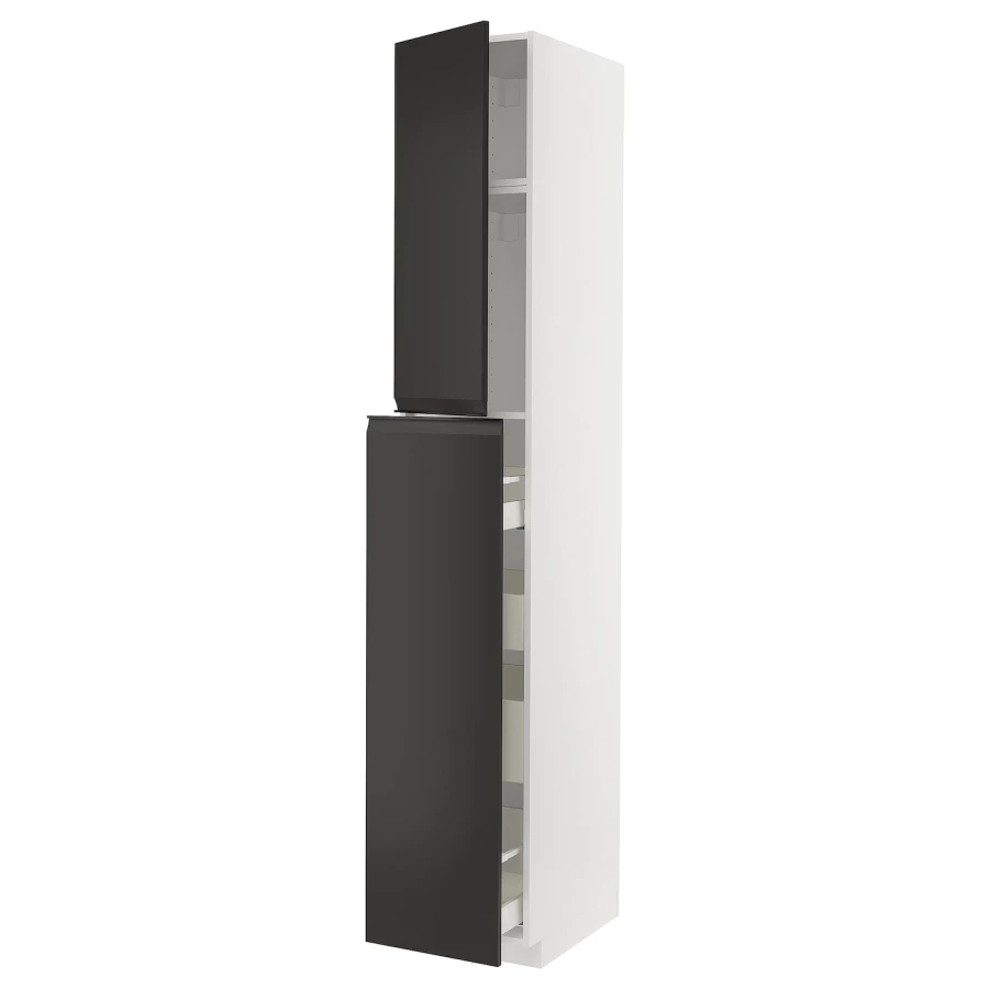 Высокий шкаф - IKEA METOD/MAXIMERA/МЕТОД/МАКСИМЕРА ИКЕА, 240х60х40 см, черный/белый (изображение №1)