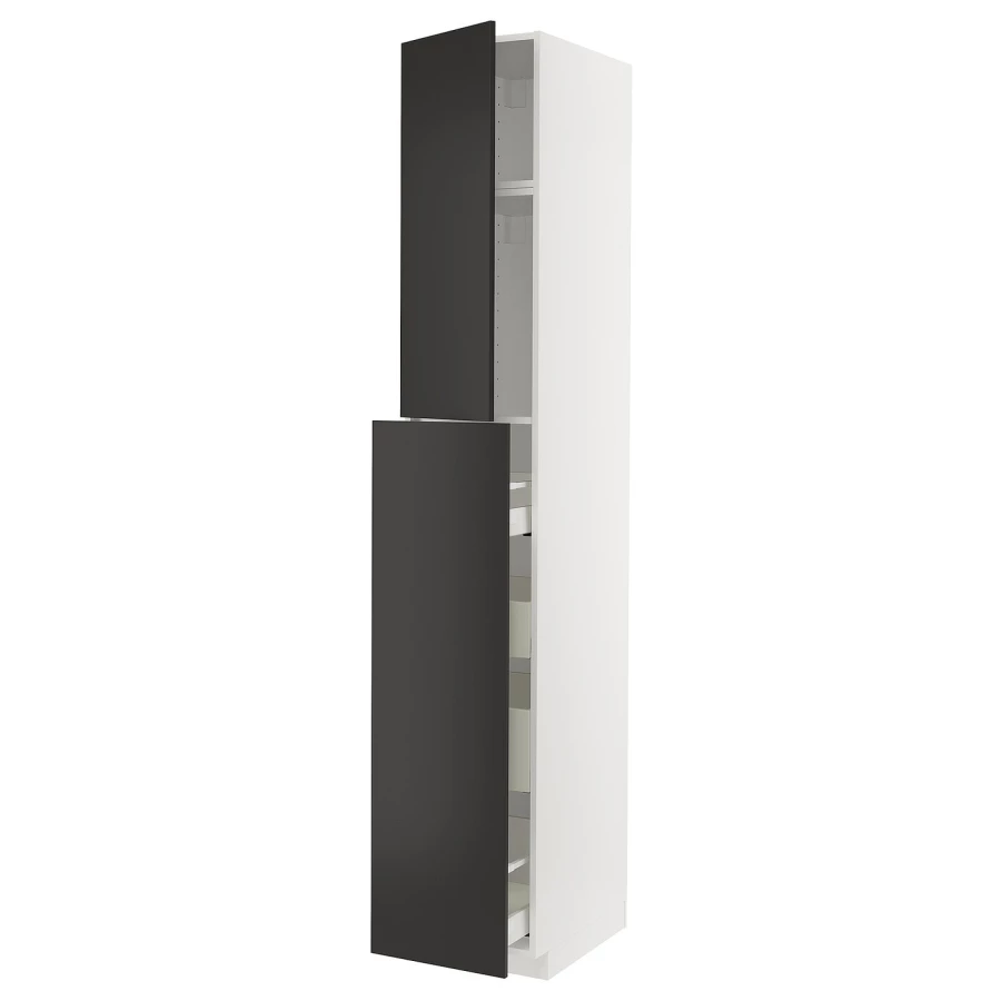 Высокий шкаф - IKEA METOD/MAXIMERA/МЕТОД/МАКСИМЕРА ИКЕА, 240х60х40 см, белый/черный (изображение №1)