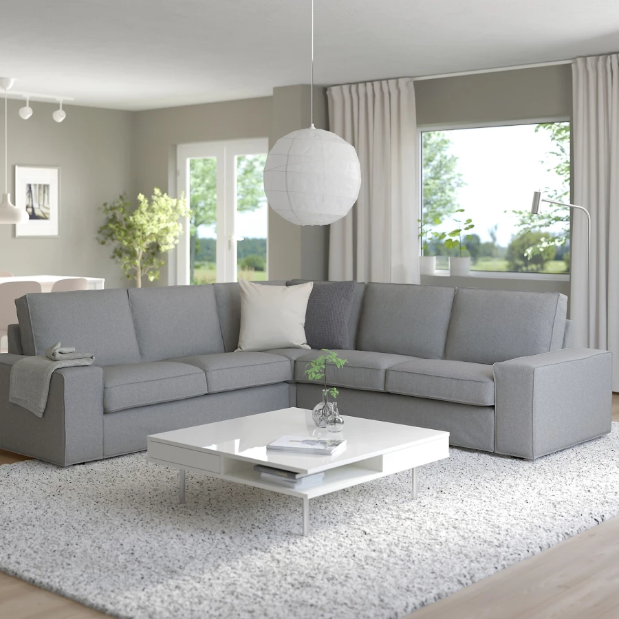 4-местный угловой диван - IKEA KIVIK, 83x95x257см, серый, КИВИК ИКЕА (изображение №2)