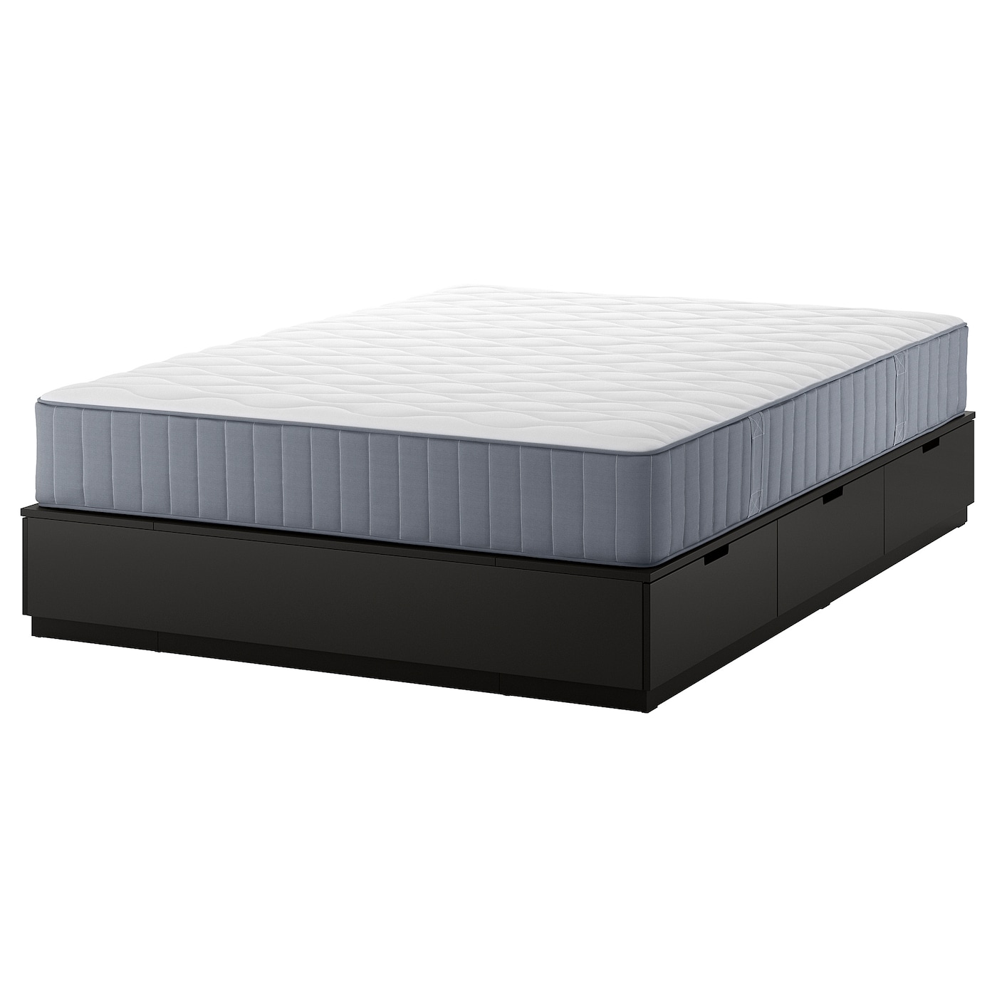 Каркас кровати с контейнером и матрасом - IKEA NORDLI, 200х140 см, черный, НОРДЛИ ИКЕА