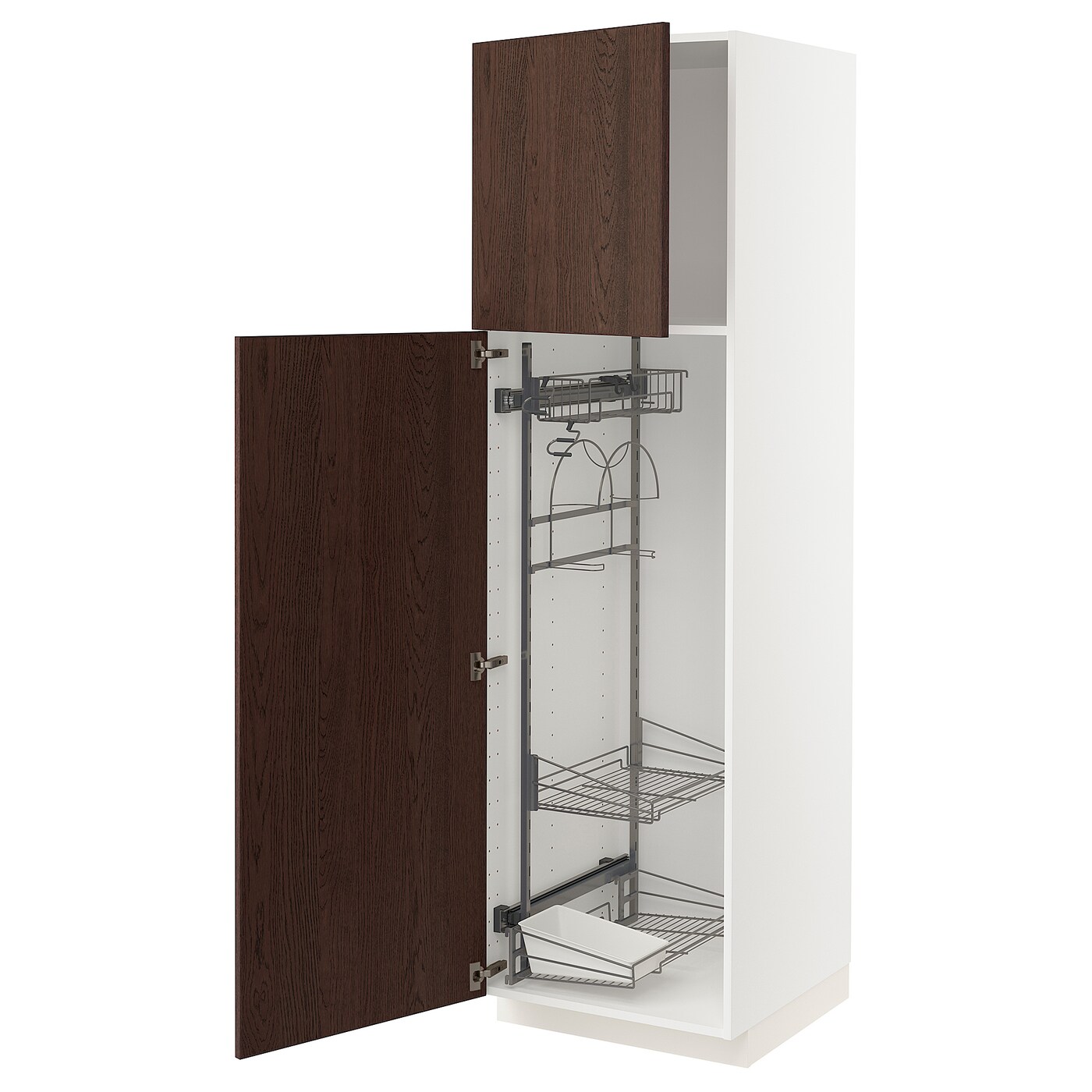 Высокий шкаф/бытовой - IKEA METOD/МЕТОД ИКЕА, 200х60х60 см, белый/коричневый