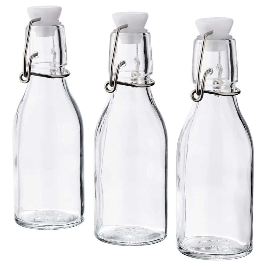 Бутылка с крышкой, 3 шт. - IKEA KORKEN, 15 см, стекло, КОРКЕН ИКЕА (изображение №1)