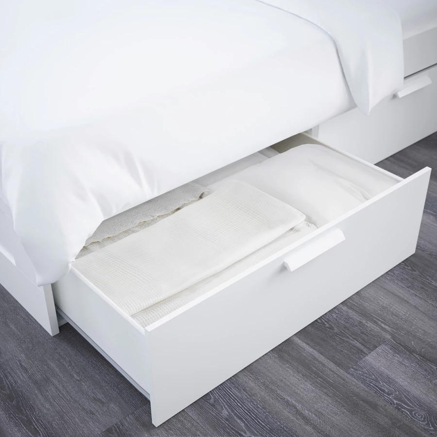 Комплект мебели для спальни - IKEA BRIMNES/LINDBÅDEN/LINDBADEN, 140х200см, белый, БРИМНЭС/БРИМНЕС/ЛИНДБАДЕН ИКЕА (изображение №3)