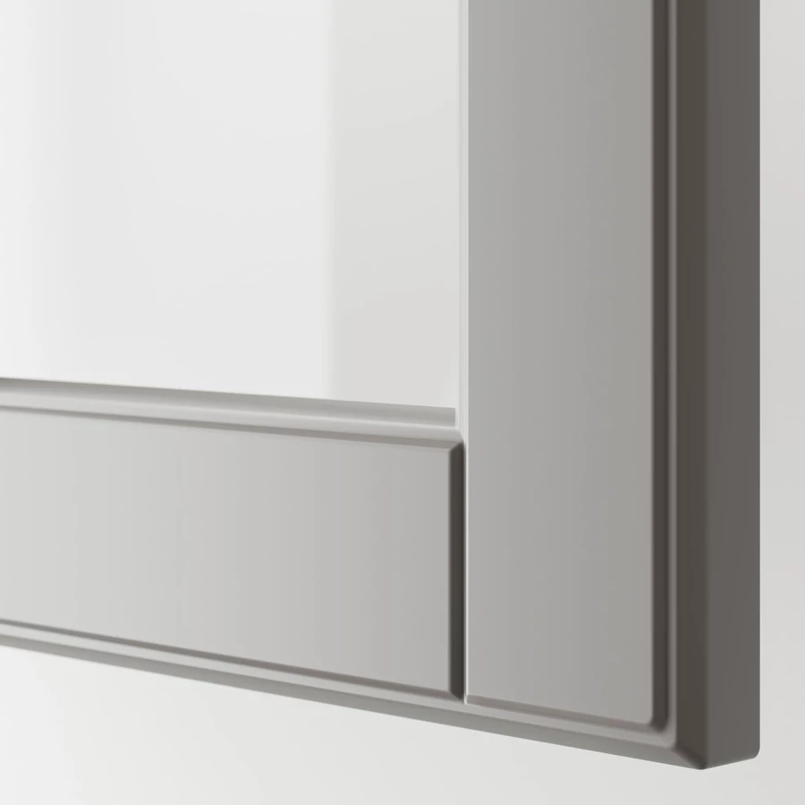 Шкаф со стеклянными дверцами  - METOD  IKEA/  МЕТОД ИКЕА, 80х30 см, белый/серый (изображение №2)