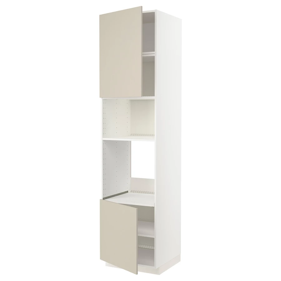 Кухонный шкаф-пенал - IKEA METOD/МЕТОД ИКЕА, 240х60х60 см, белый/бежевый (изображение №1)