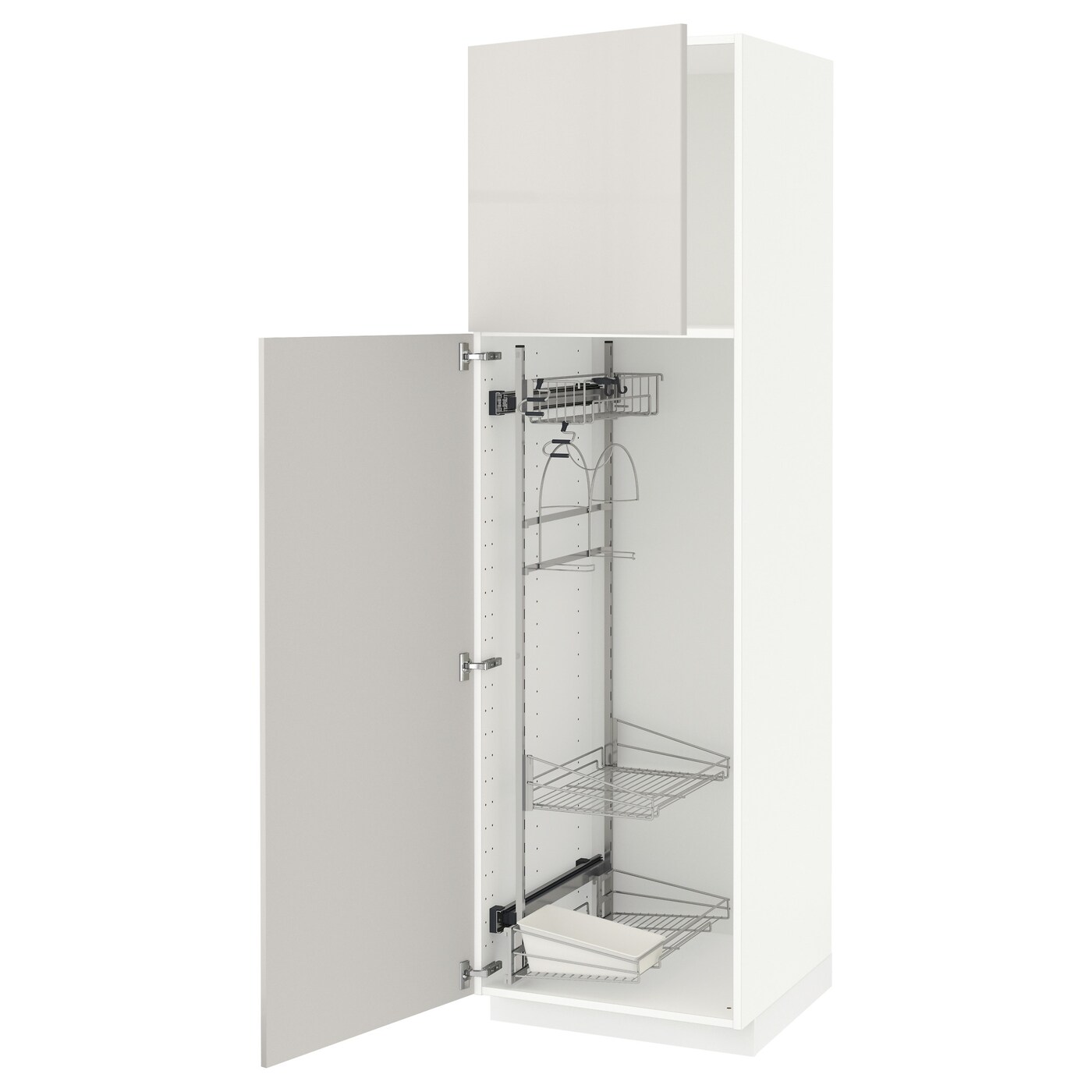 Высокий шкаф/бытовой - IKEA METOD/МЕТОД ИКЕА, 200х60х60 см, белый/светло-серый глянцевый