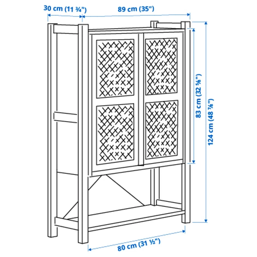 Комбинация для хранения - IKEA IVAR/ИВАР ИКЕА, 89х30х124 см, сосна/черный (изображение №4)