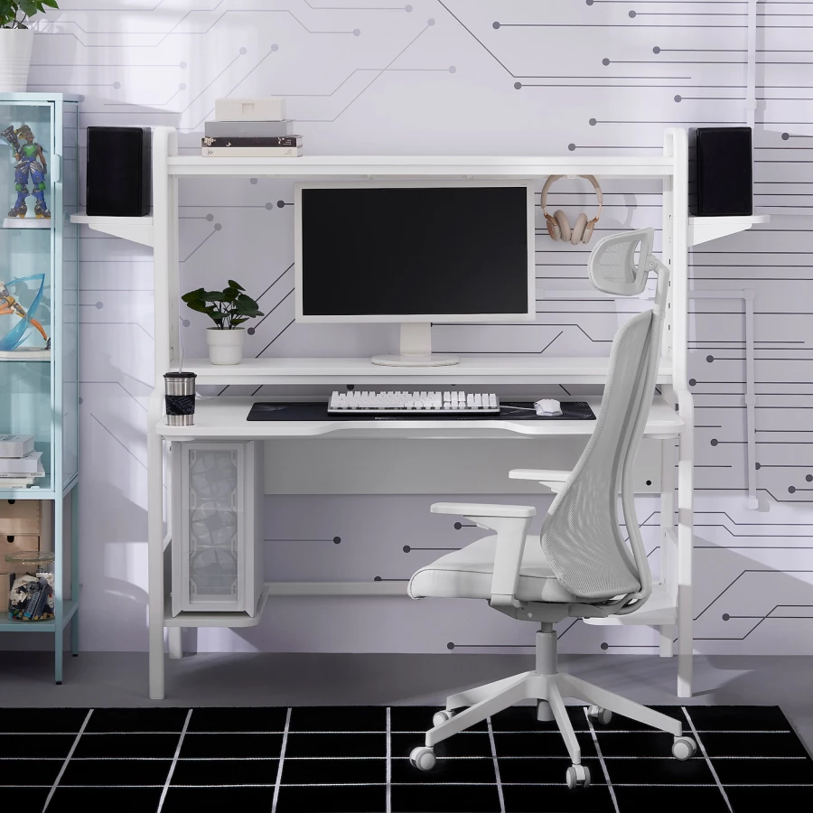 Игровой стол и стул - IKEA FREDDE / MATCHSPEL, белый/светло-серый, ФРЕДДЕ/МАТЧСПЕЛ ИКЕА (изображение №2)