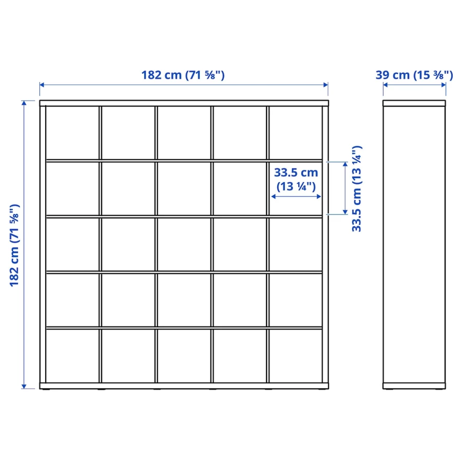 Стеллаж 25 ячеек с ящиками и дверцами - IKEA KALLAX, 182х182 см, белый, КАЛЛАКС ИКЕА (изображение №5)