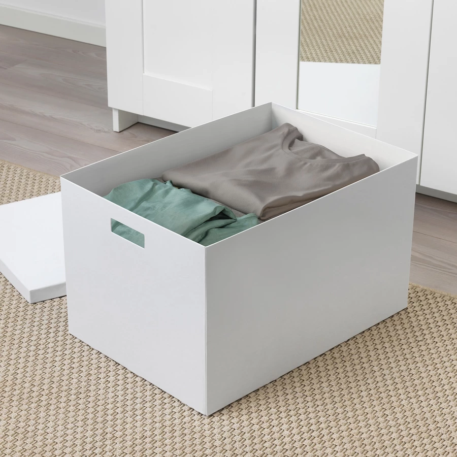 Коробка с крышкой - TJENA IKEA/ ТЬЕНА ИКЕА, 50х35х30 см,  белый (изображение №3)