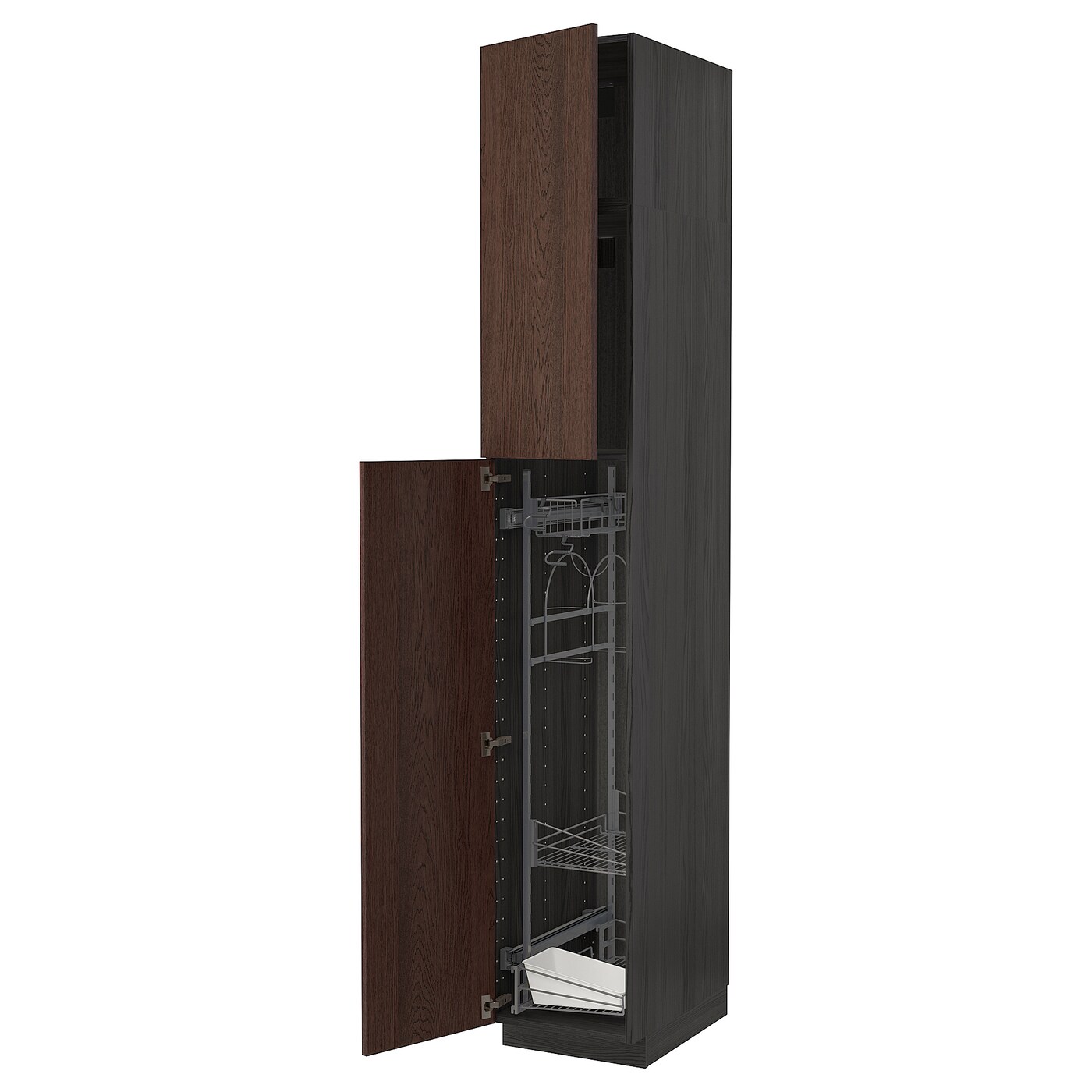 Высокий шкаф/бытовой - IKEA METOD/МЕТОД ИКЕА, 240х60х40 см, черный/коричневый