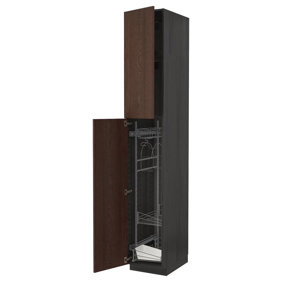Высокий шкаф/бытовой - IKEA METOD/МЕТОД ИКЕА, 240х60х40 см, черный/коричневый (изображение №1)