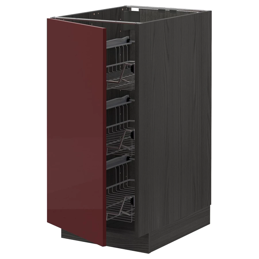 Напольный шкаф - IKEA METOD, 88x62x40см, черный/бордовый, МЕТОД ИКЕА (изображение №1)