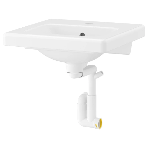Раковина с сифоном - IKEA TVÄLLEN/TVALLEN, 44х43 см, белый, ТВЭЛЛЕН ИКЕА