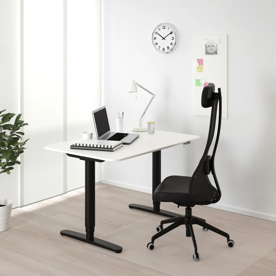 Письменный стол - IKEA BEKANT, 120х80х65-125 см, черный/белый, БЕКАНТ ИКЕА (изображение №3)