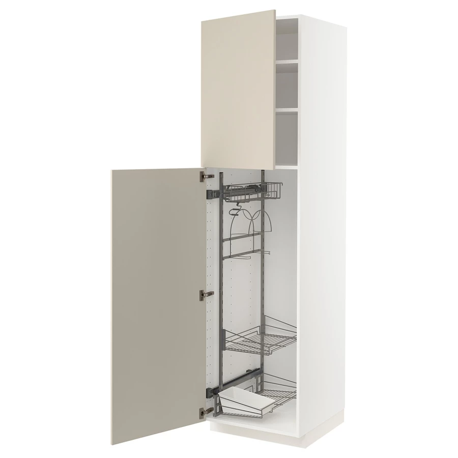 Высокий шкаф/бытовой - IKEA METOD/МЕТОД ИКЕА, 220х60х60 см, белый/бежевый (изображение №1)