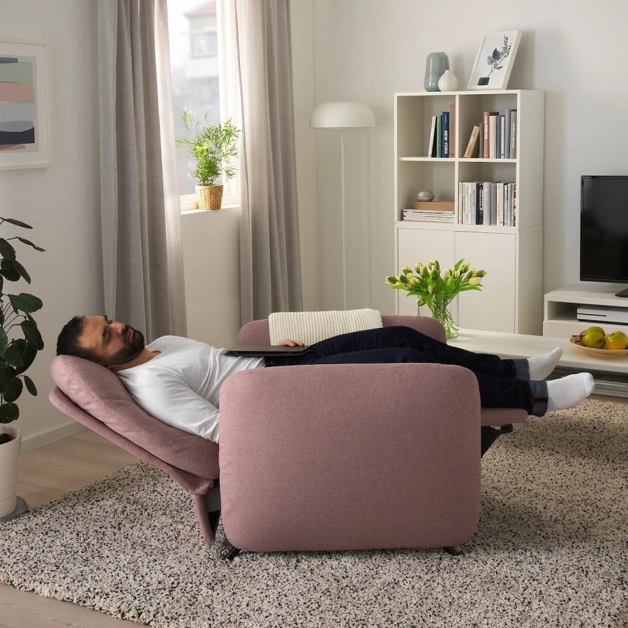 Кресло-реклайнер - IKEA EKOLSUND, 89х97х103 см, розовый, ЭКОЛСУНД ИКЕА (изображение №4)