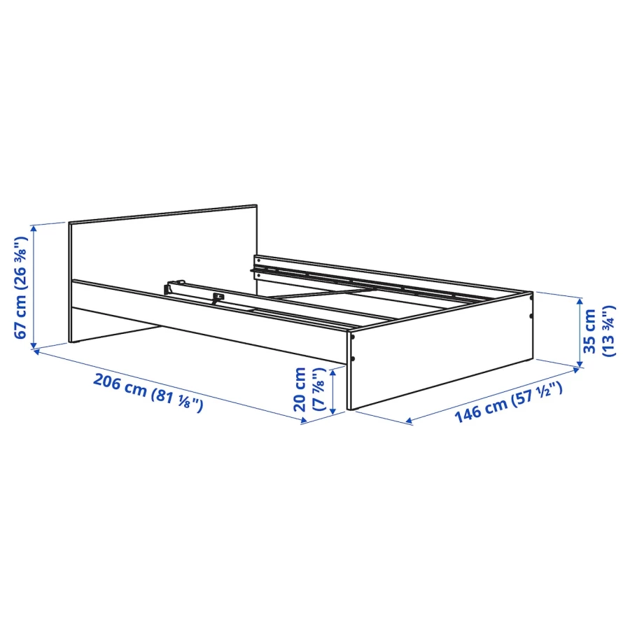 Двуспальная кровать - IKEA GURSKEN/LURÖY/LUROY, 200х140 см, бежевый, ГУРСКЕН/ЛУРОЙ ИКЕА (изображение №9)