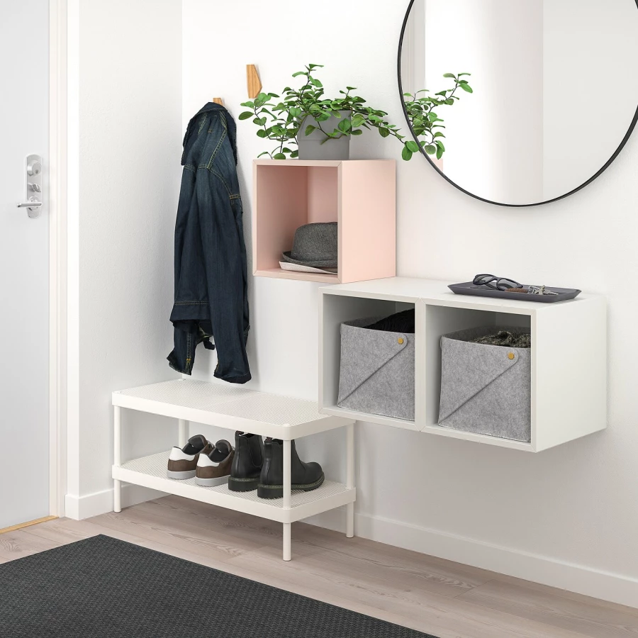 Комбинация для хранения - EKET IKEA/ ЭКЕТ ИКЕА,  105х70 см,   бледно-розовый /белый (изображение №2)