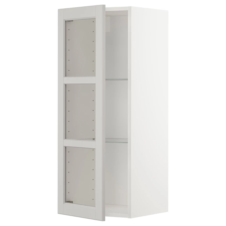 Шкаф со стеклянными дверцами  - METOD  IKEA/  МЕТОД ИКЕА, 100х40 см, белый/светло-серый (изображение №1)