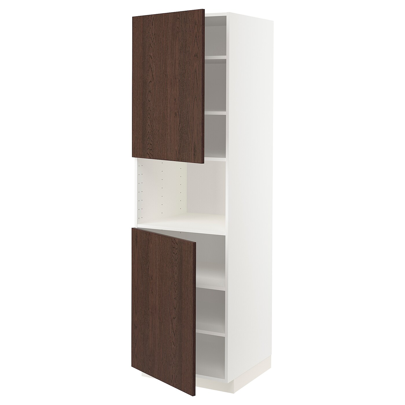 Кухонный шкаф-пенал - IKEA METOD/МЕТОД ИКЕА, 200х60х60 см, белый/темно-коричневый
