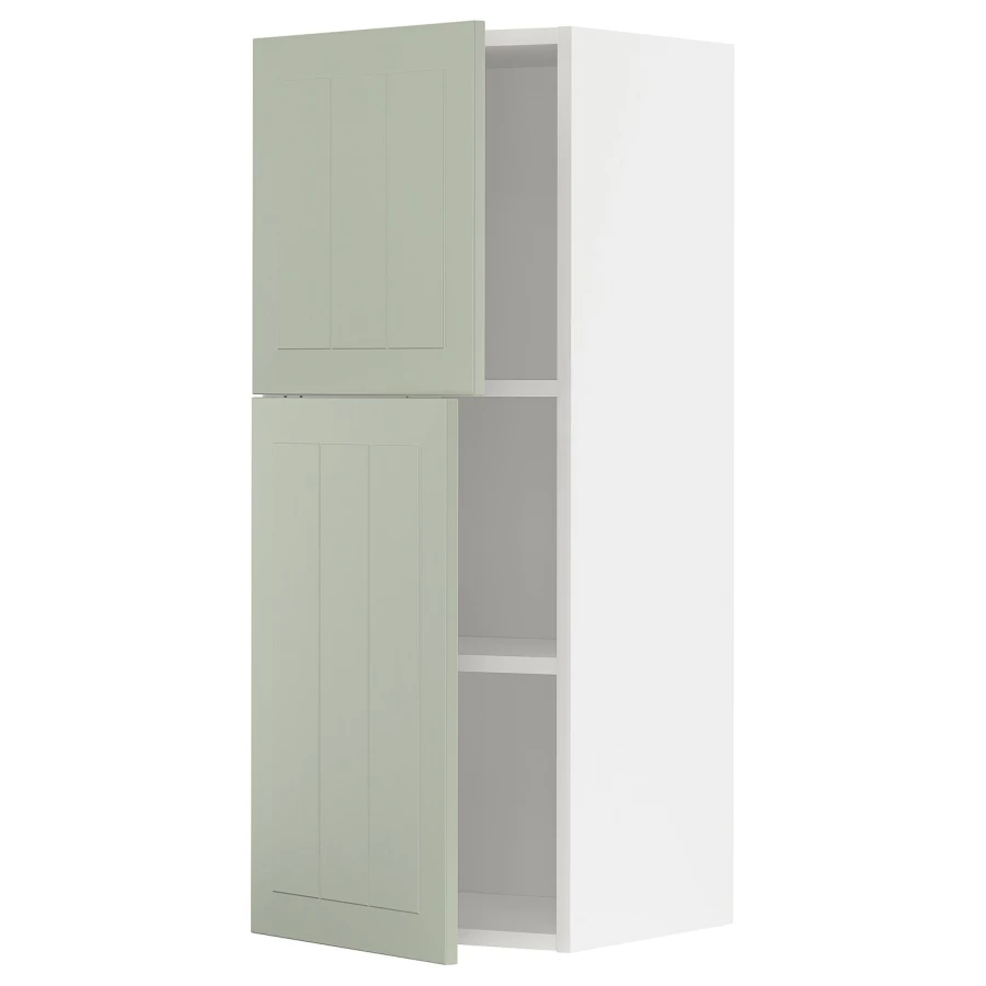 Навесной шкаф с полкой - METOD IKEA/ МЕТОД ИКЕА, 100х40 см, белый/зеленый (изображение №1)