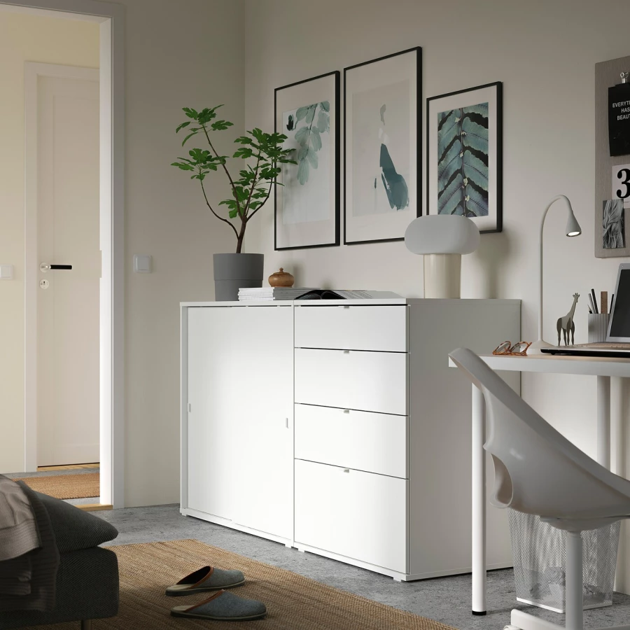 Книжный шкаф - VIHALS IKEA/ ВИХАЛС ИКЕА,   165х90 см, белый (изображение №3)