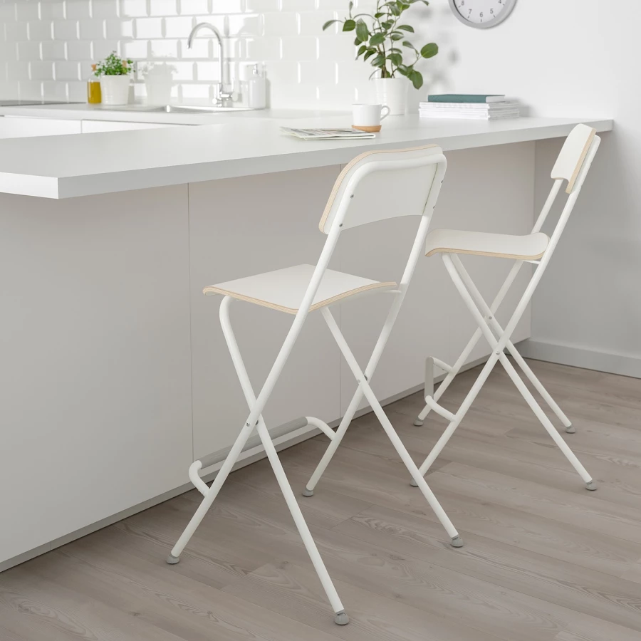 Барный стул со спинкой, складной - IKEA FRANKLIN/ФРАНКЛИН ИКЕА , белый, 95х50х44 см (изображение №2)