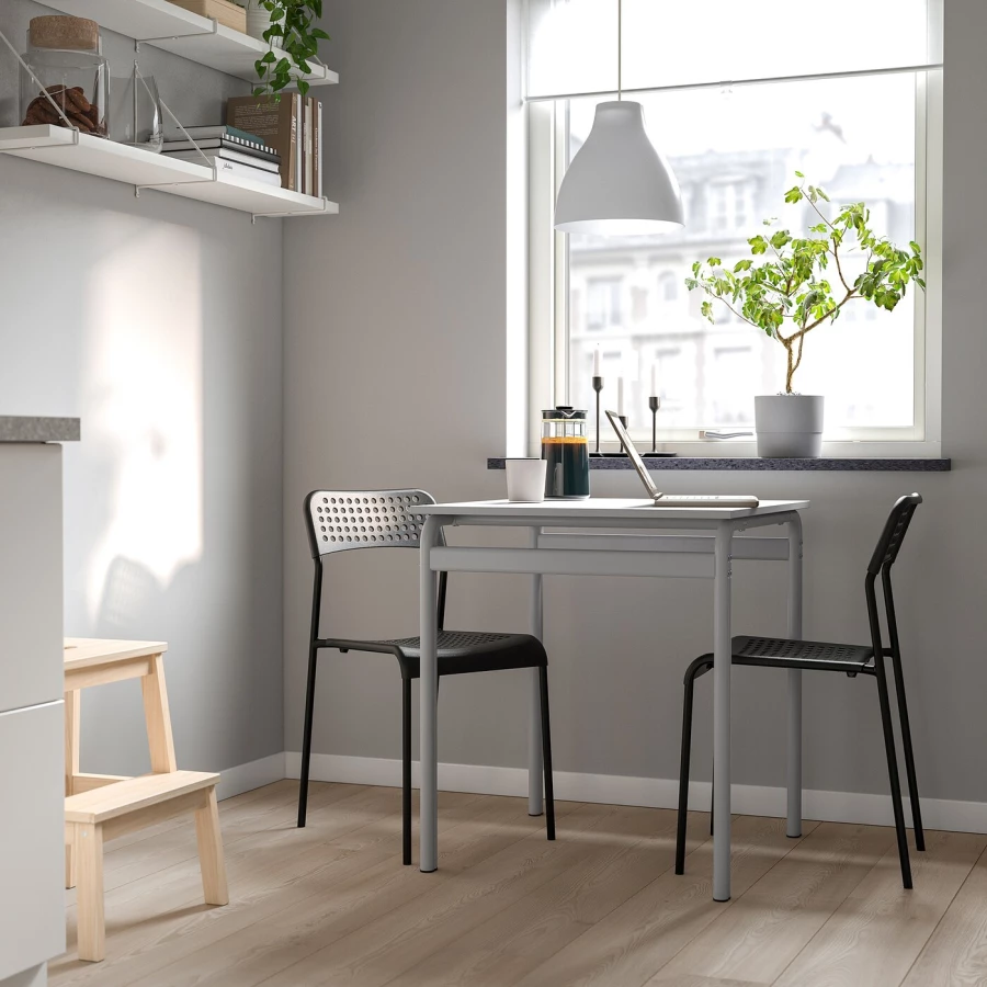 Кухонный стол - GRÅSALA/ADDE IKEA/ ГРОСАЛА/АДДЕ ИКЕА, 67 см, белый/черный (изображение №2)