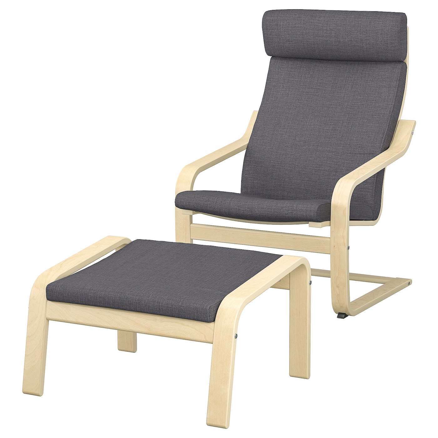 Кресло-качалка и пуф - IKEA POÄNG/POANG, 68x82x100см, бежевый/светло-коричневый, ПОЭНГ ИКЕА