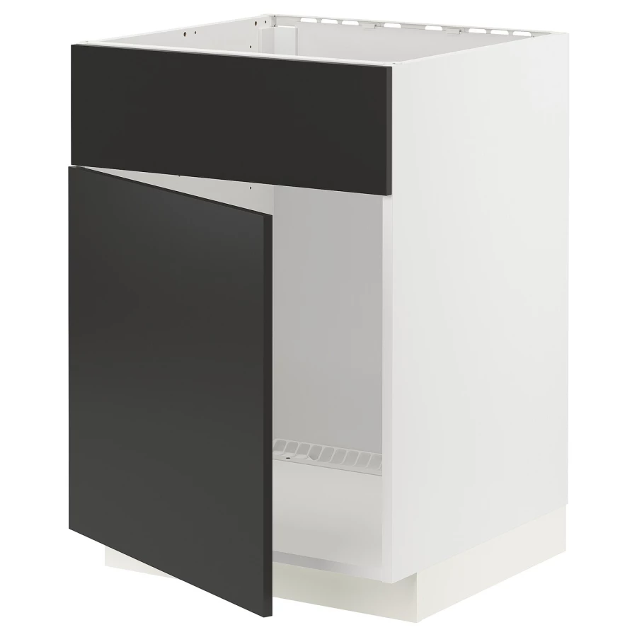 Напольный шкаф  - IKEA METOD, 88x62x60см, белый/черный, МЕТОД ИКЕА (изображение №1)