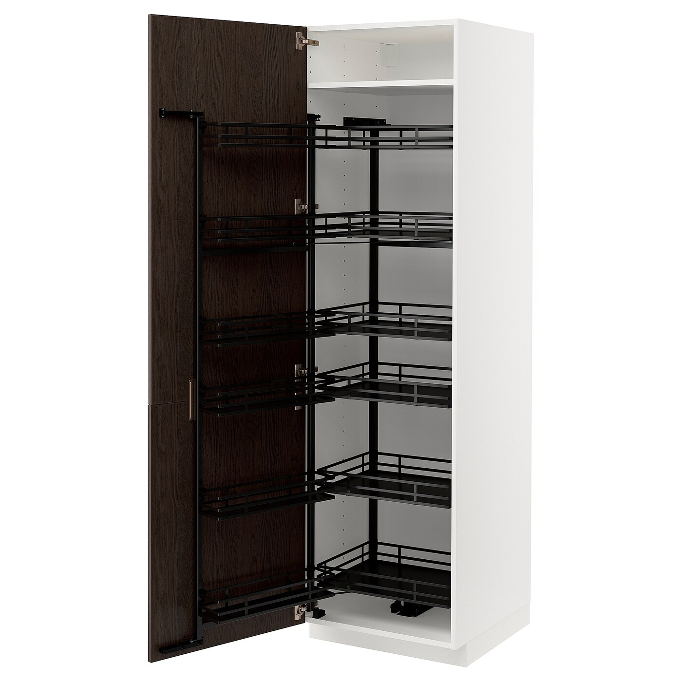 Высокий шкаф с выдвижной кладовой - IKEA METOD/МЕТОД ИКЕА, 60х60х200 см, белый/коричневый