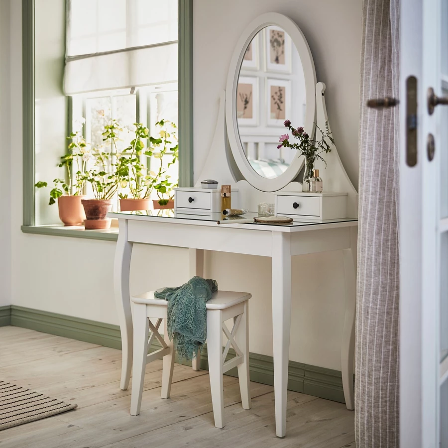 Туалетный столик - IKEA HEMNES/ ХЕМНЕС ИКЕА, 100x159х50 см, белый (изображение №3)