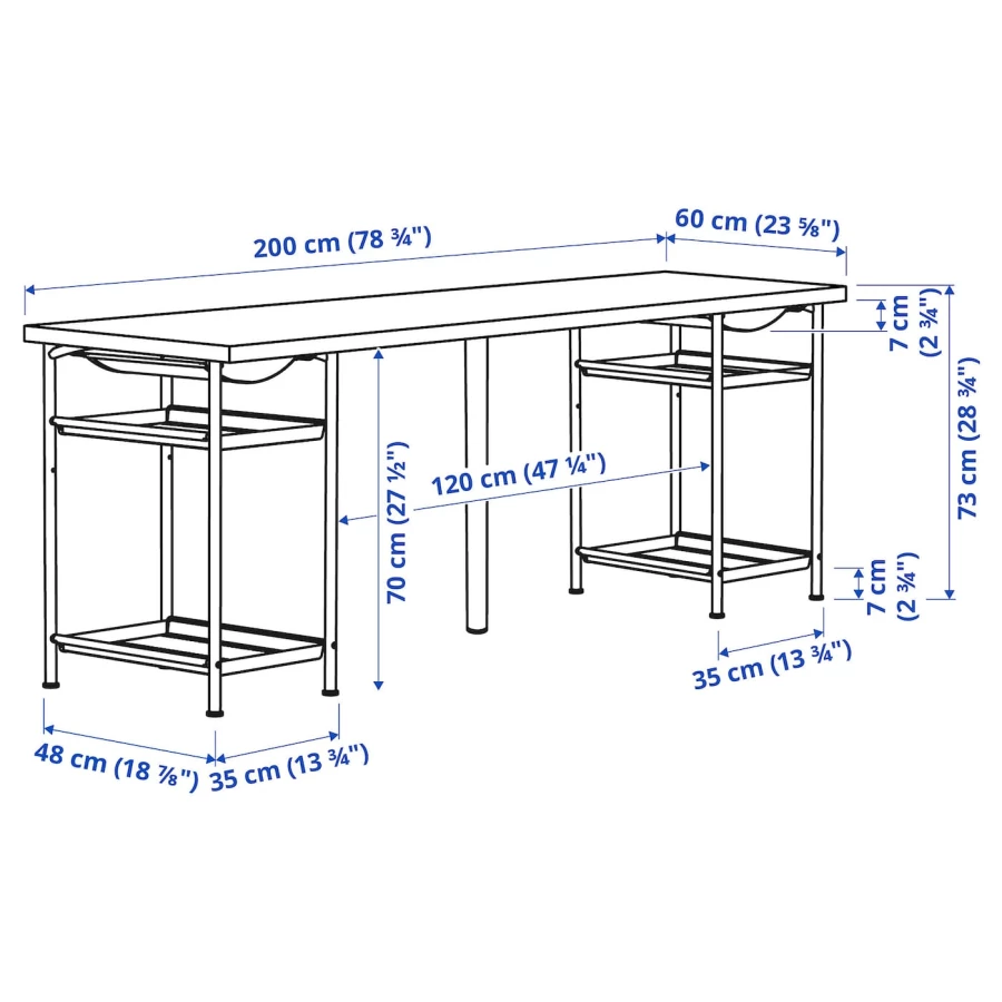 Письменный стол - IKEA LAGKAPTEN SPÄND/SPAND/СПЭНД ЛАГКАПТЕН ИКЕА, 120x60см, под беленый дуб (изображение №6)