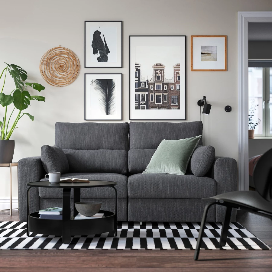 2-местный диван - IKEA ESKILSTUNA/ЭСКИЛЬСТУНА ИКЕА, 100х109х190 см, темно-серый (изображение №3)