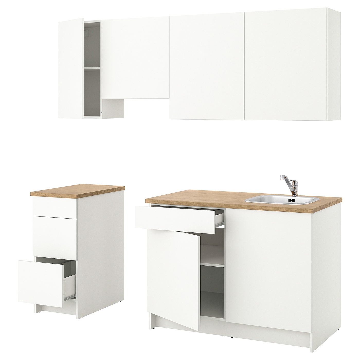 Кухонная комбинация для хранения - KNOXHULT IKEA/ КНОКСХУЛЬТ ИКЕА, 220х61х220 см, белый/бежевый