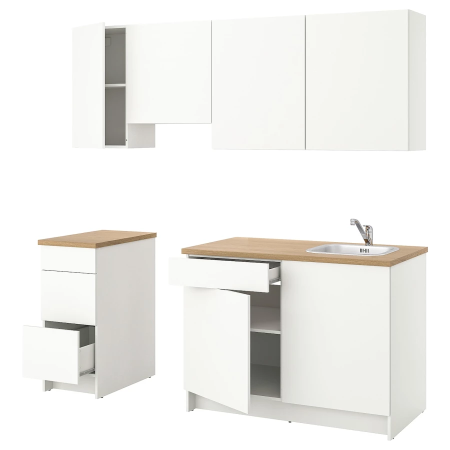 Кухонная комбинация для хранения - KNOXHULT IKEA/ КНОКСХУЛЬТ ИКЕА, 220х61х220 см, белый/бежевый (изображение №1)