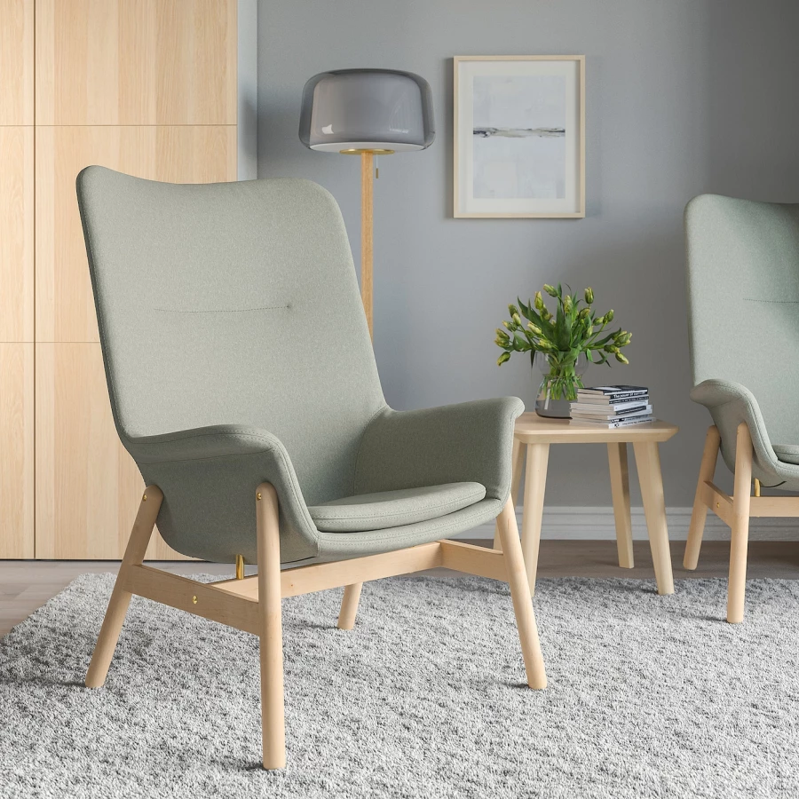 Кресло с высокой спинкой - IKEA VEDBO/ВЕДБО ИКЕА, 108х85х80 см, зеленый (изображение №4)