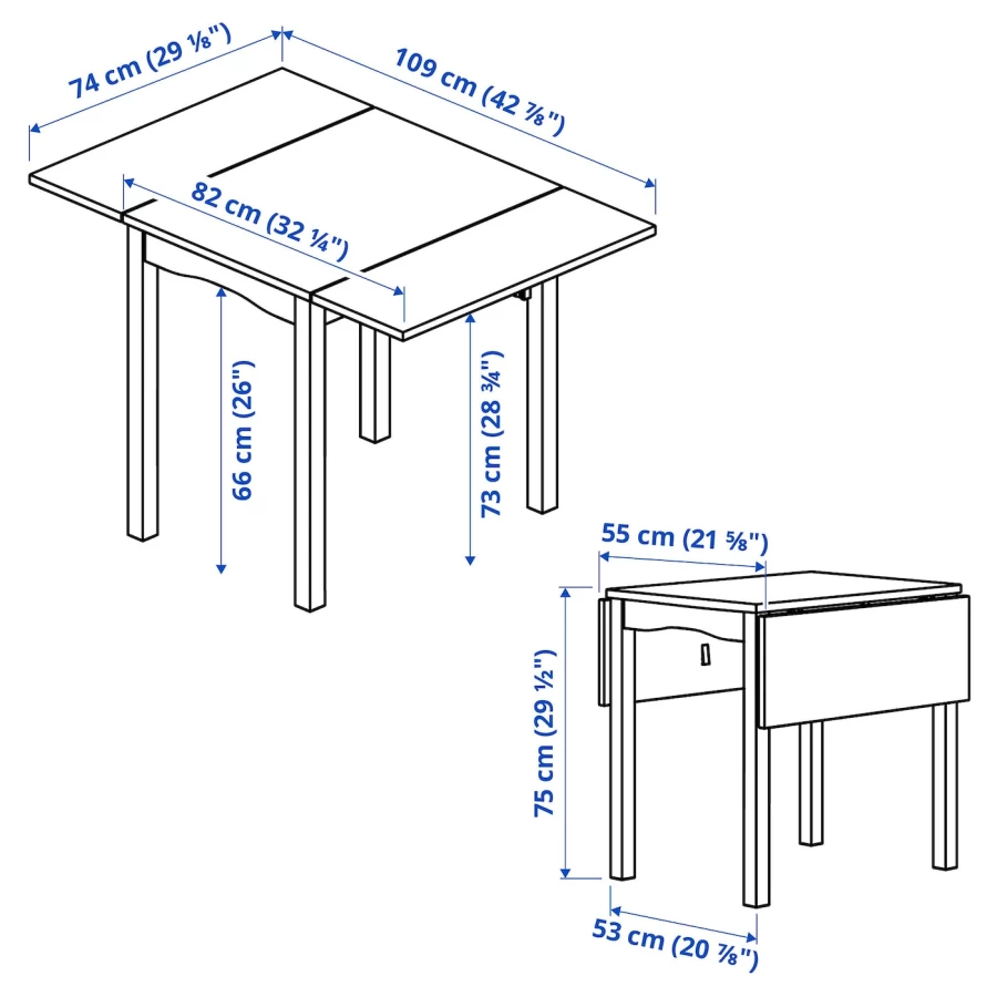 Стол с откидной столешницей - HAUGA IKEA / ХАУГА  ИКЕА , 55/109х74х75 см, белый (изображение №7)