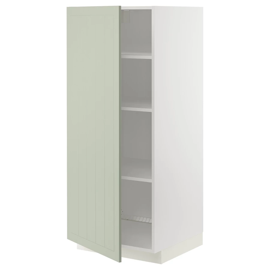 Напольный кухонный шкаф - IKEA METOD/МЕТОД ИКЕА, 140х60х60 см, белый/зеленый (изображение №1)
