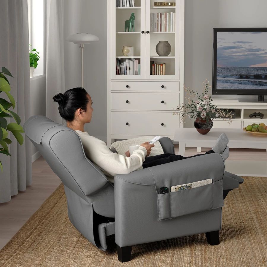 Кресло - IKEA MUREN, 85х94х97 см, серый/черный, МУРЭН ИКЕА (изображение №4)