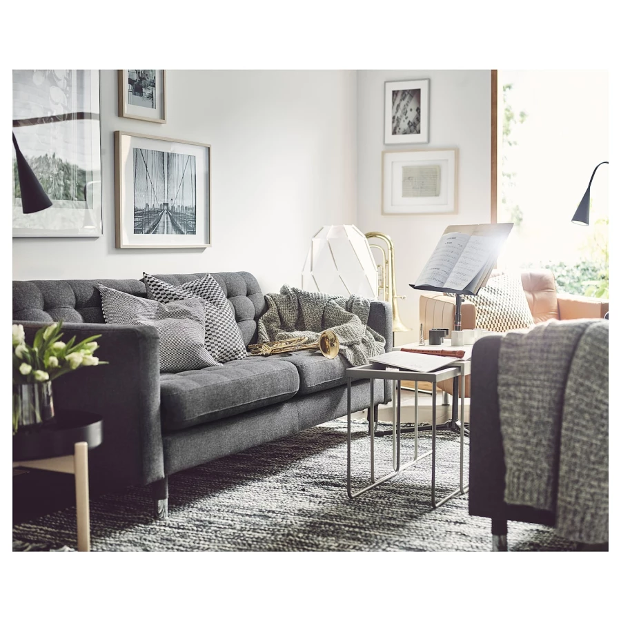 3-местный диван - IKEA LANDSKRONA, 78x89x204см, черный, ЛАНДСКРОНА ИКЕА (изображение №4)