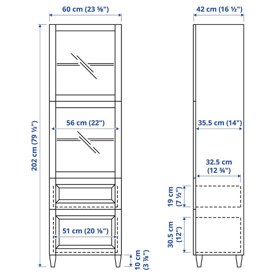 Комбинация для хранения - IKEA BESTÅ/БЕСТО ИКЕА, 60x42x202 см, белый, (изображение №9)