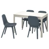Стол и 4 стула - IKEA EKEDALEN/ODGER/ЭКЕДАЛЕН/ОДГЕР ИКЕА, 120/180х80 см, белый/темно-голубой