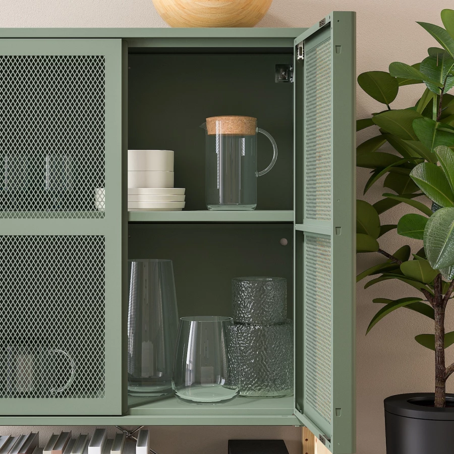 Комбинация для хранения - IKEA IVAR/ИВАР ИКЕА, 89х30х124 см, сосна/серо-зеленый (изображение №3)