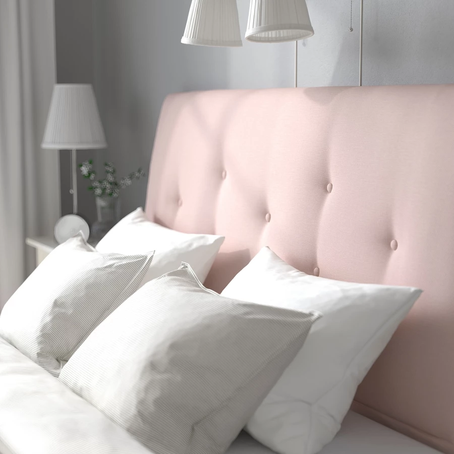 Двуспальная кровать - IKEA IDANÄS/IDANAS, 200х140 см, бледно розовый, ИДАНЭС ИКЕА (изображение №7)