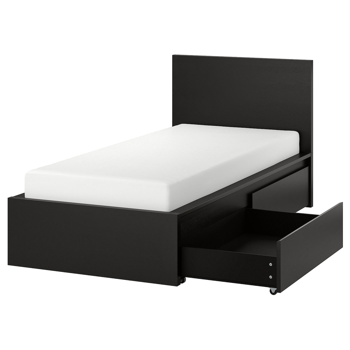 Каркас кровати с 2 ящиками для хранения - IKEA MALM, 200х90 см, черный, МАЛЬМ ИКЕА