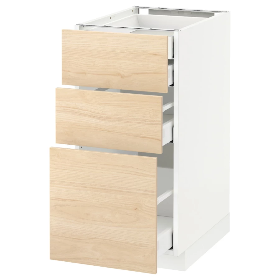 Напольный шкаф  - IKEA METOD MAXIMERA, 88x61,6x40см, белый/светло-коричневый, МЕТОД МАКСИМЕРА ИКЕА (изображение №1)
